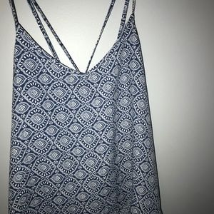 Blue and White Printed Tank - Cross Back